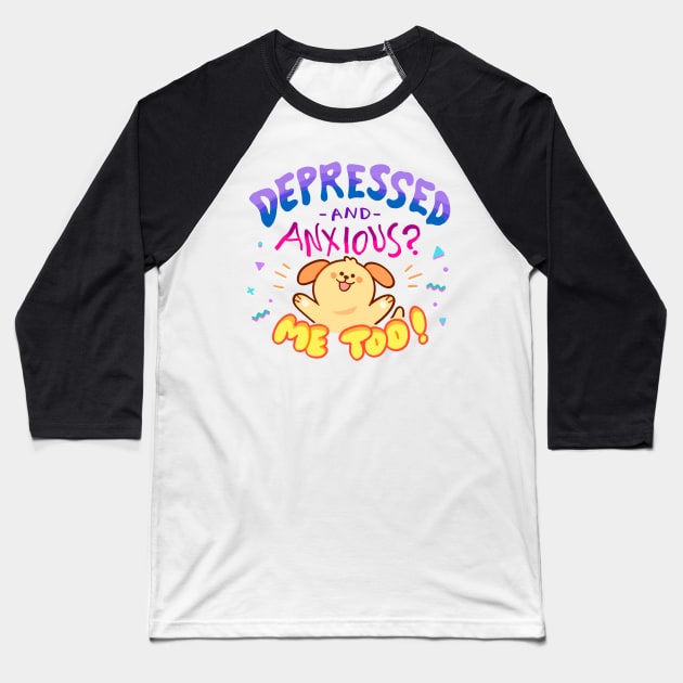 Depressed and Anxious Doggo Baseball T-Shirt by giraffalope